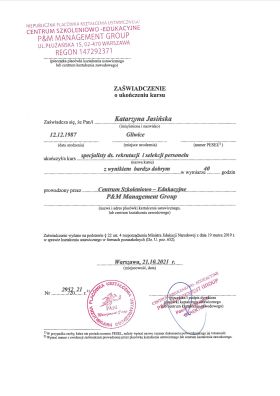 Specjalista ds. rekrutacji i selekcji personelu